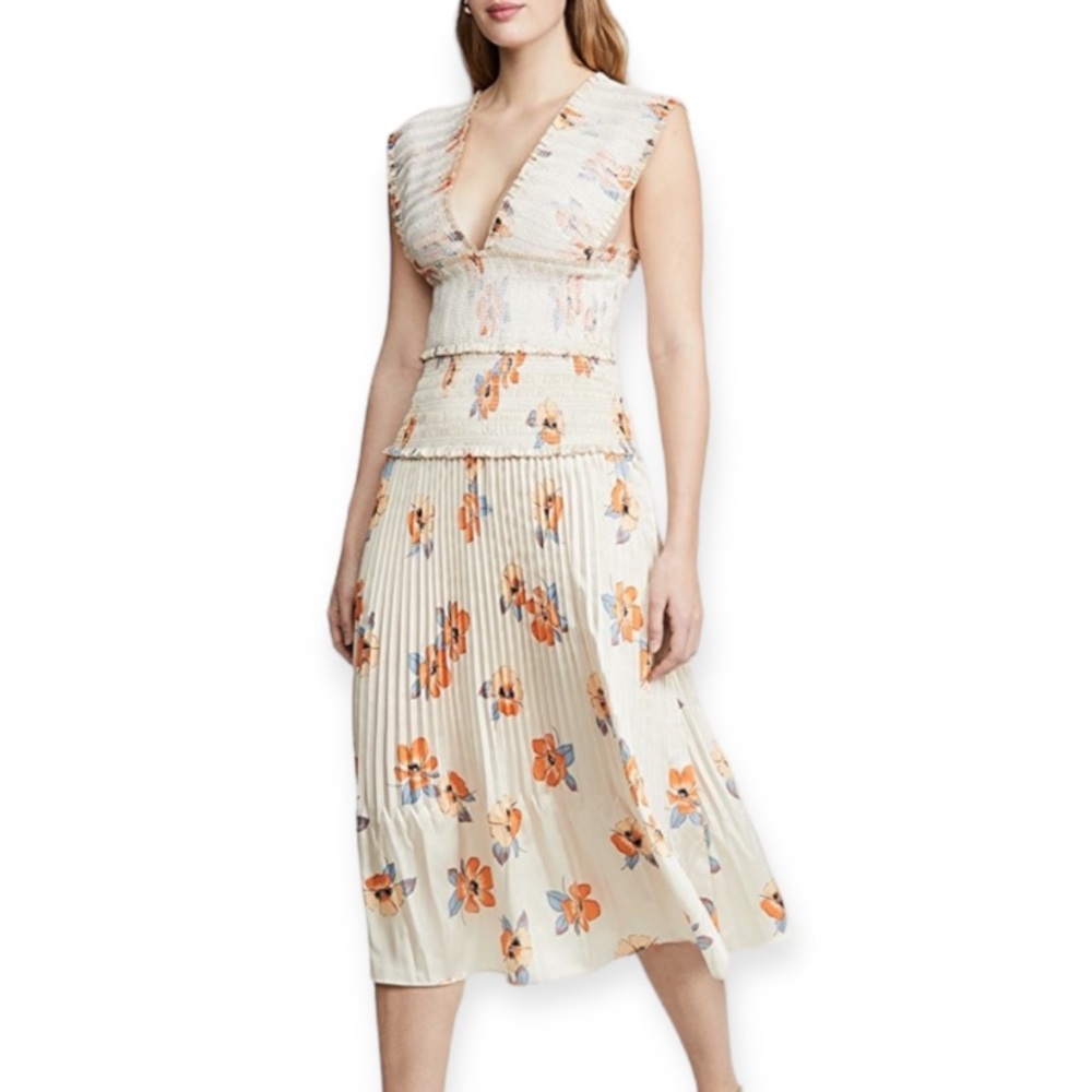 NICHOLAS THE LABEL | Cross Front Floral Smocked Dress